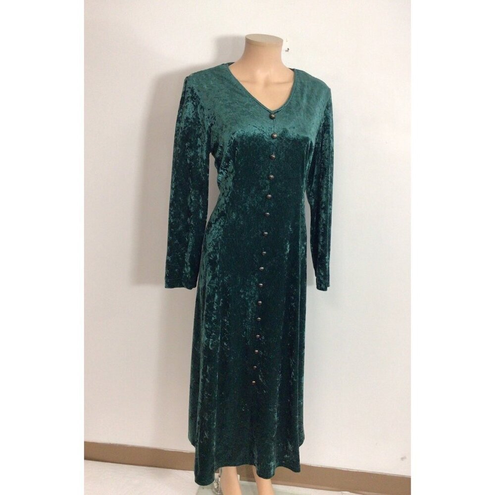 Brett Alixander Green Velvet Goth Maxi Dress Fairycore Womens 12
